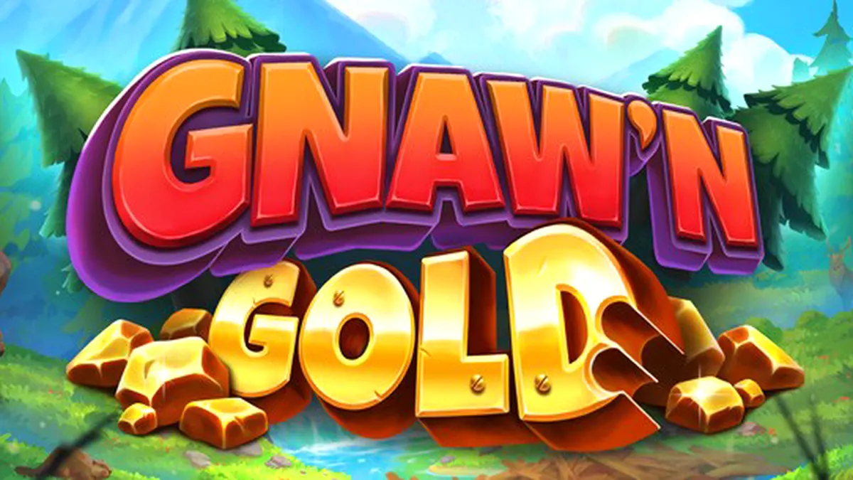 Isang visual na representasyon ng Gnaw’n Gold slot machine na nagpapakita ng mga beaver at gold elements.